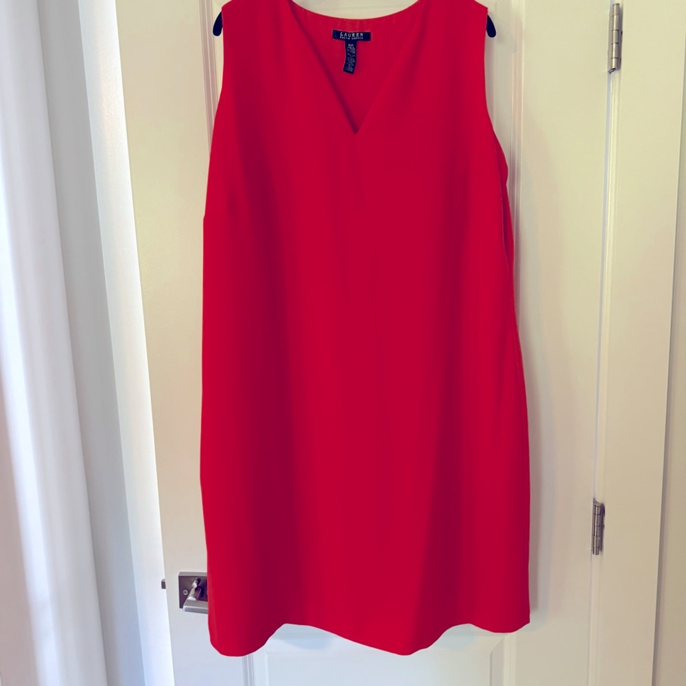 Lauren Ralph Lauren Sleeveless Shift Dress Orange, Size 16W